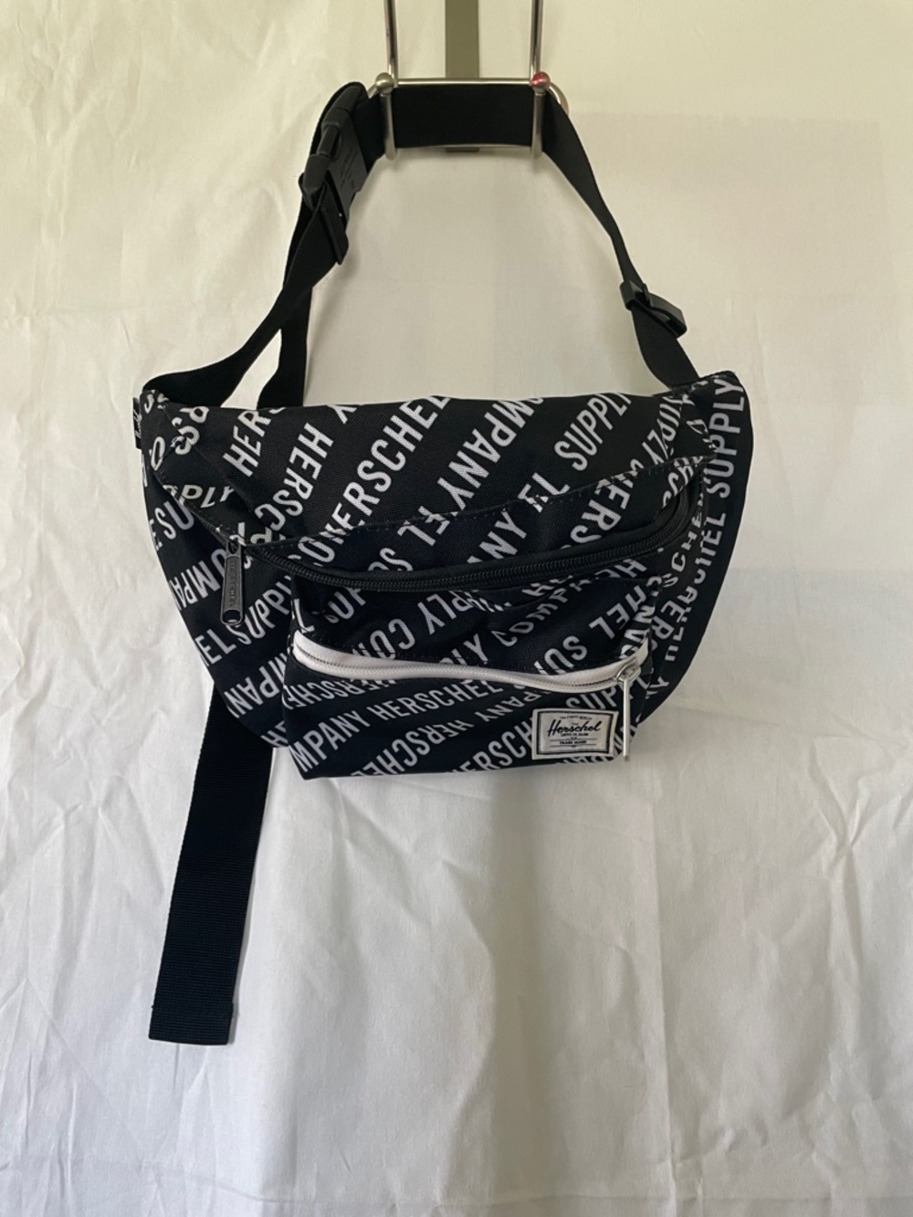 Herschel Supply Company Black and White Logo Crossbody Bag
